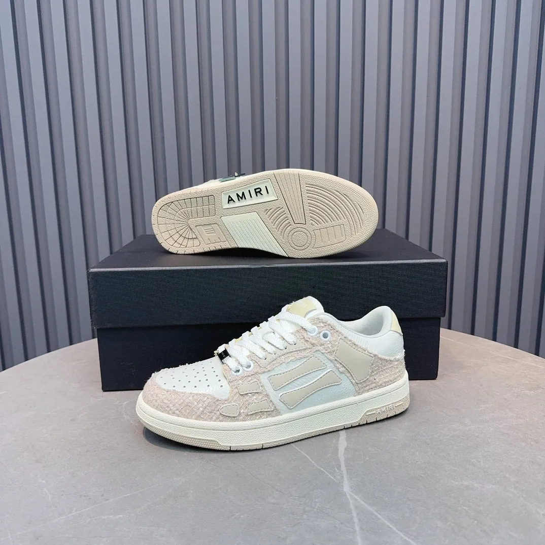 Men's men's shoes 💰600 AMIRI high street sneakers with bone sports shoes, toe layer cowhide upper, upper side bones, hand-stitched, good three-dimensional effect, customized metal LOGO, size 38-45 46